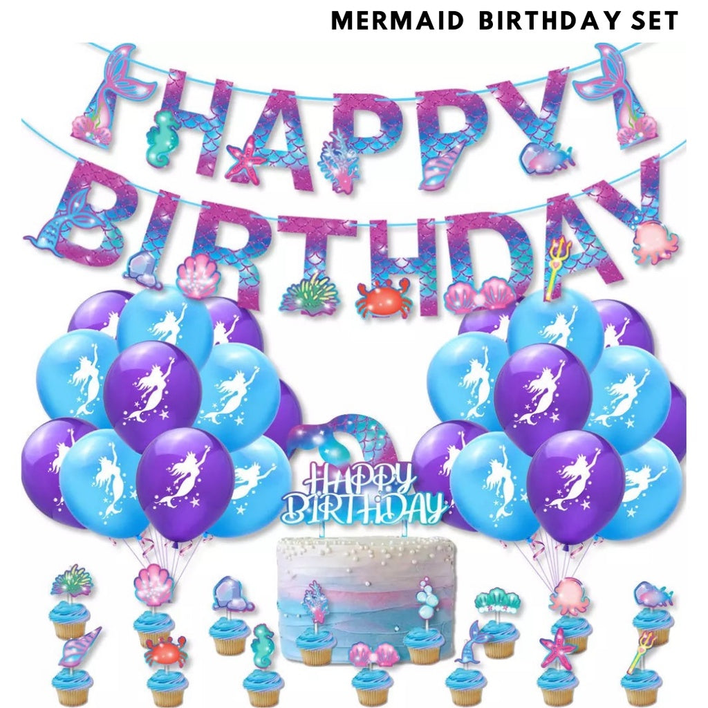 π§ββοΈ Mermaid Birthday Foil Balloon Bouquet Set