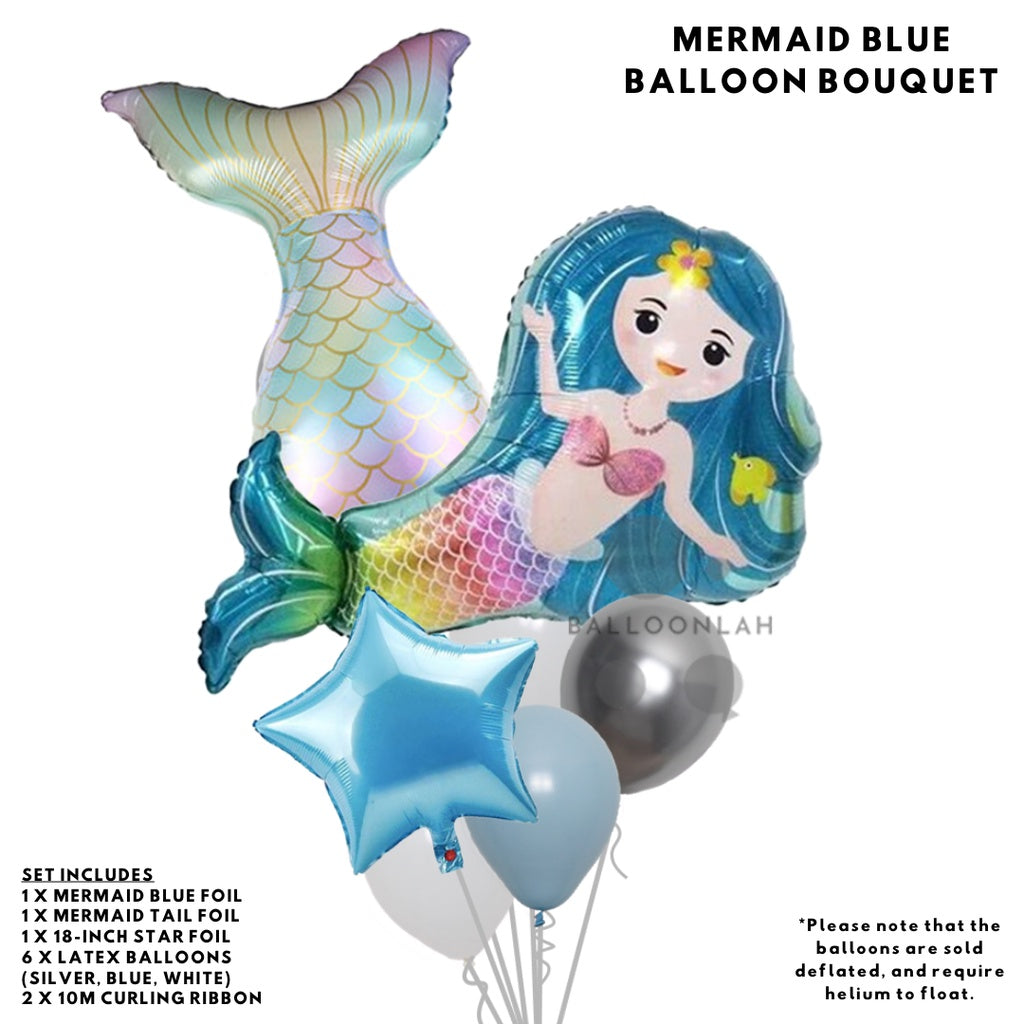 π§ββοΈ Mermaid Birthday Foil Balloon Bouquet Set