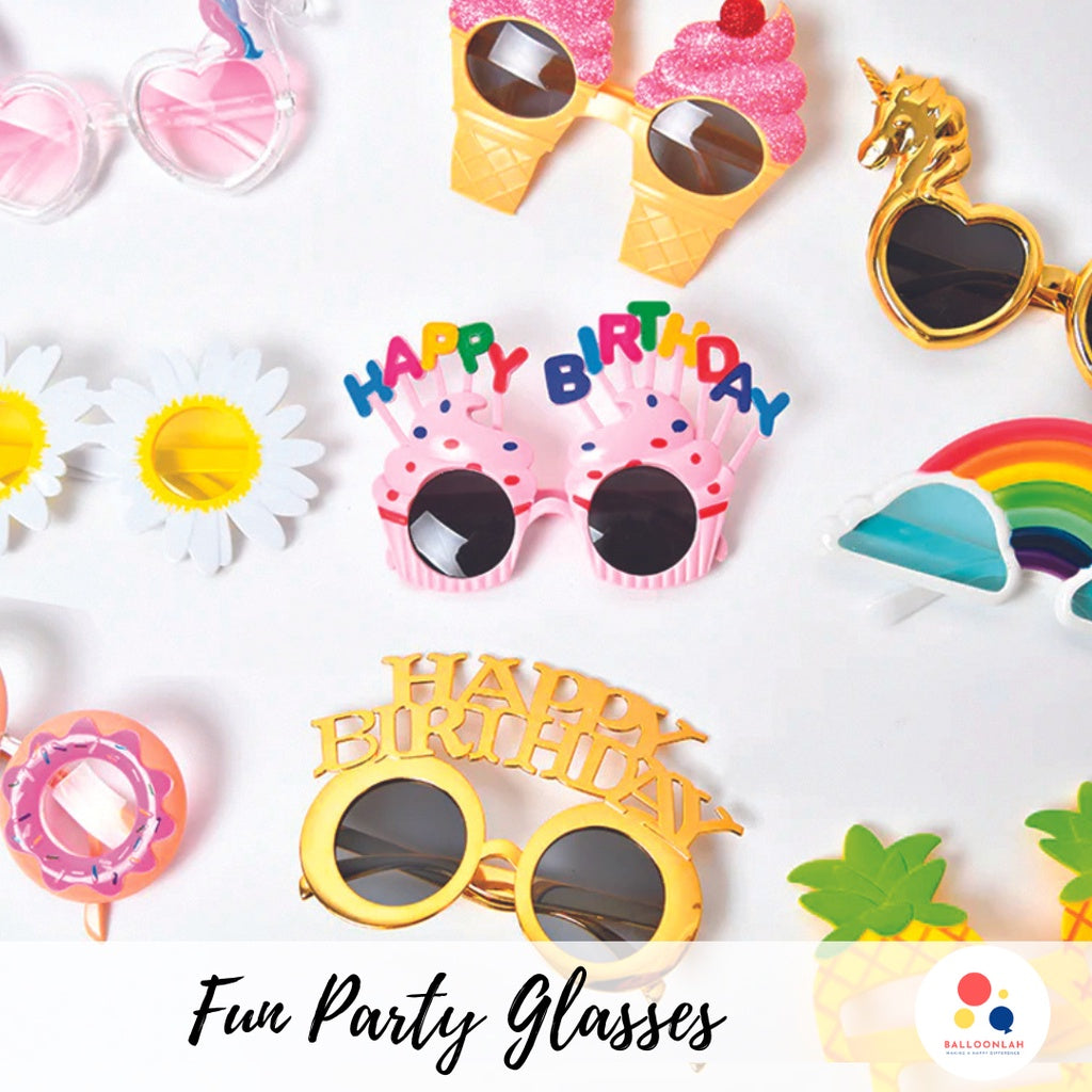 Party Glasses Party Mosaic Birthday Cake Cupcake Unicorn Birthday Fun [READY STOCK IN SG[