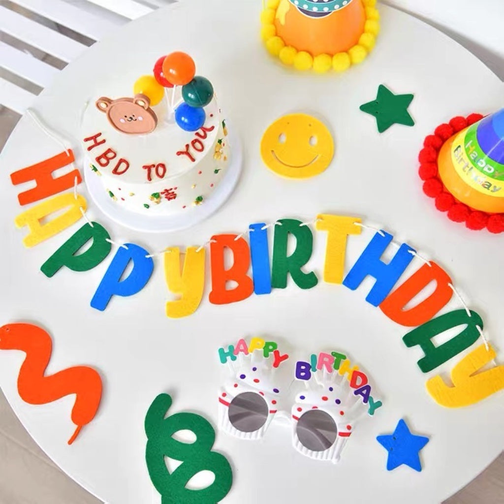 π Rainbow Theme Happy Birthday Banner Set for SALE