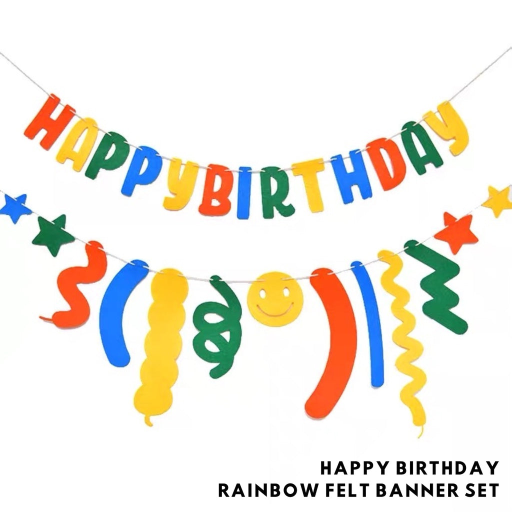 π Rainbow Theme Happy Birthday Banner Set for SALE