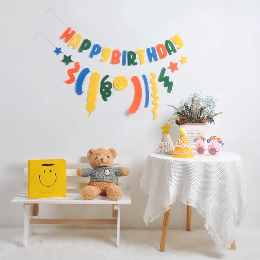 π Rainbow Theme Happy Birthday Banner Set for SALE
