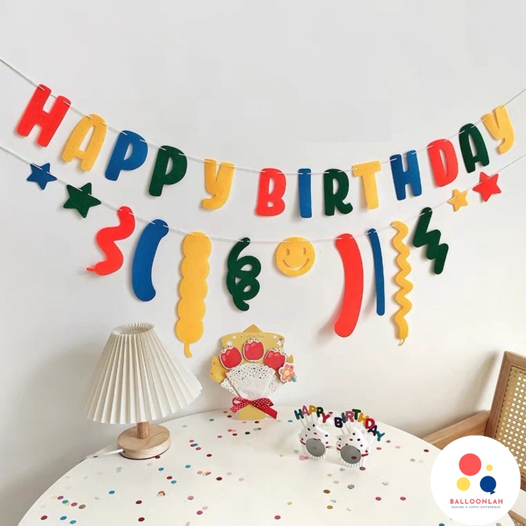 π Rainbow Theme Happy Birthday Banner Set for SALE