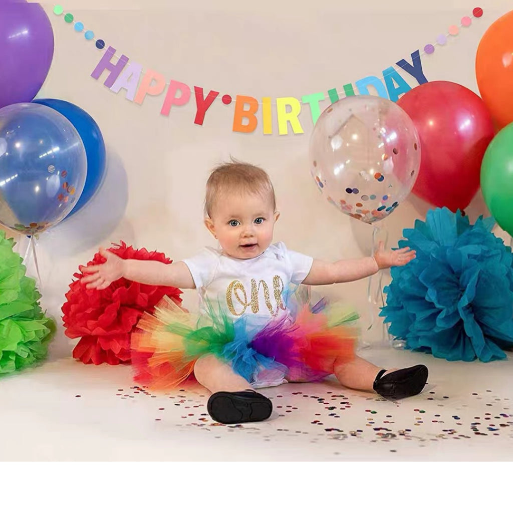 π Happy Birthday Banner Rainbow Dots