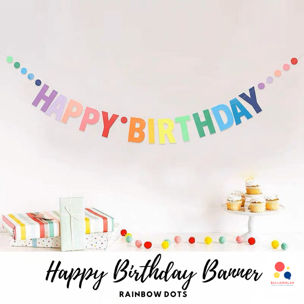 π Happy Birthday Banner Rainbow Dots