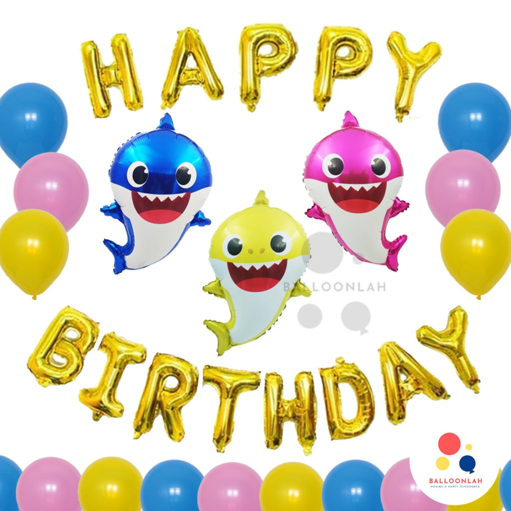 BABY SHARK Cartoon Themed Birthday Balloon [READY STOCK IN SG]