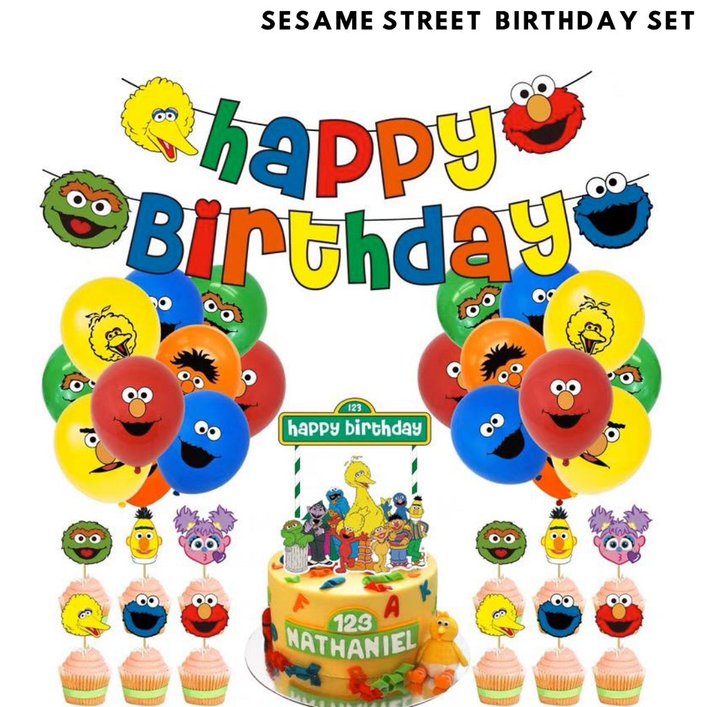 SESAME STREET Elmo Cookie Monster Cartoon Themed Foil Latex Balloons [READY STOCK IN SG]
