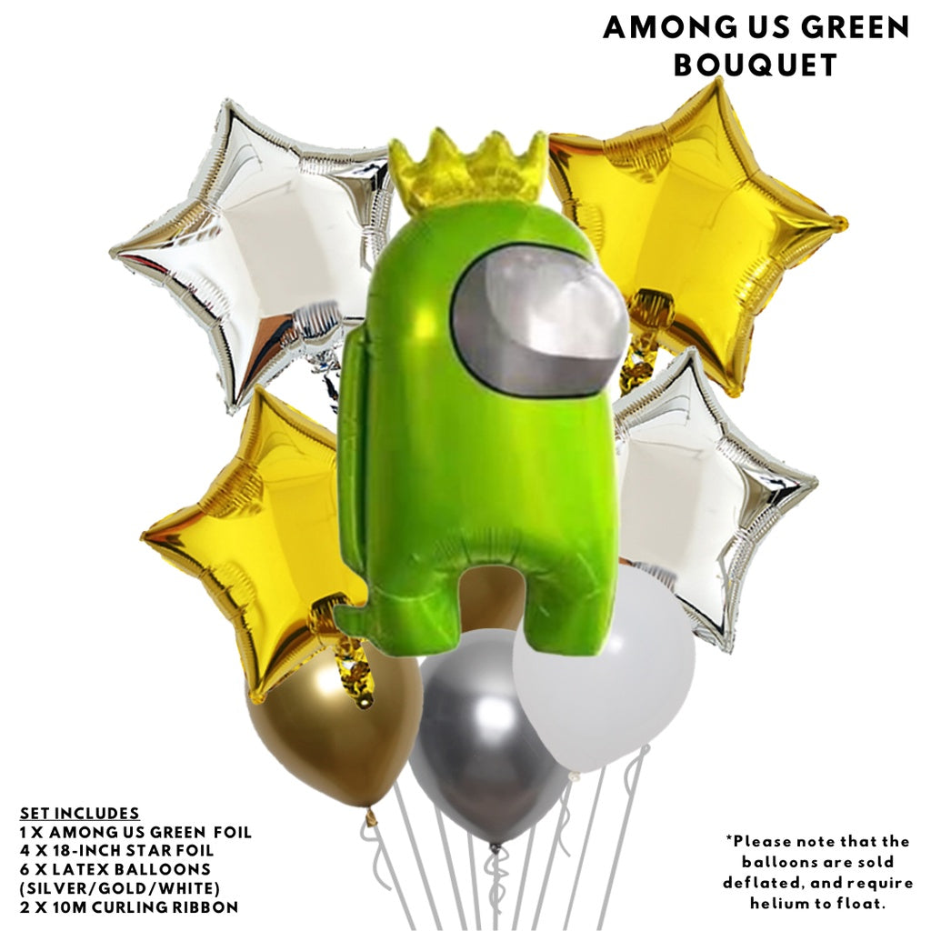 AMONG US Cartoon Themed Foil Red Blue Green Latex Balloons [READY STOCK IN SG]