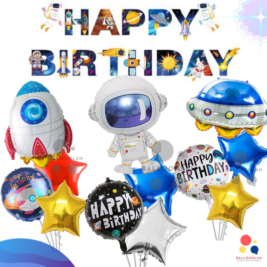 🚀 SPACE Cartoon Themed Birthday Balloons [READY STOCK IN SG]