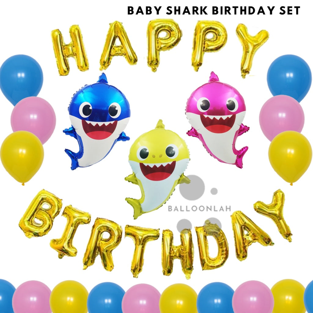 BABY SHARK Cartoon Themed Birthday Balloon [READY STOCK IN SG]
