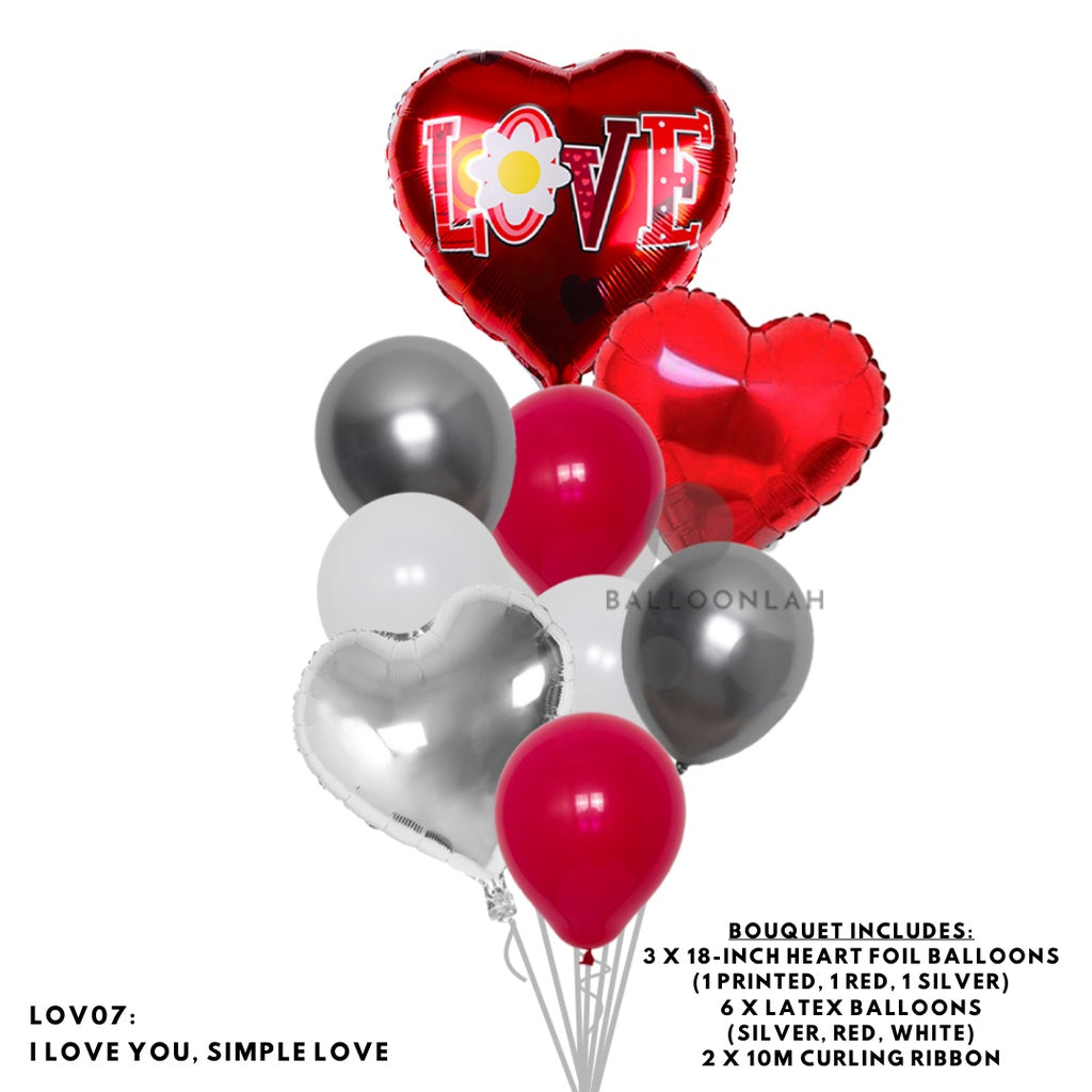 Heart Shaped Balloon Bouquet Birthday Anniversary Proposal [READY STOCK IN SG]