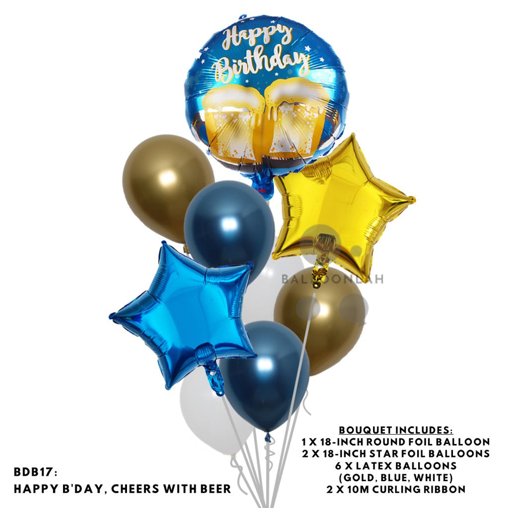 Happy Birthday Classic Foil Balloon Latex Balloon Bouquet [READY STOCK IN SG]