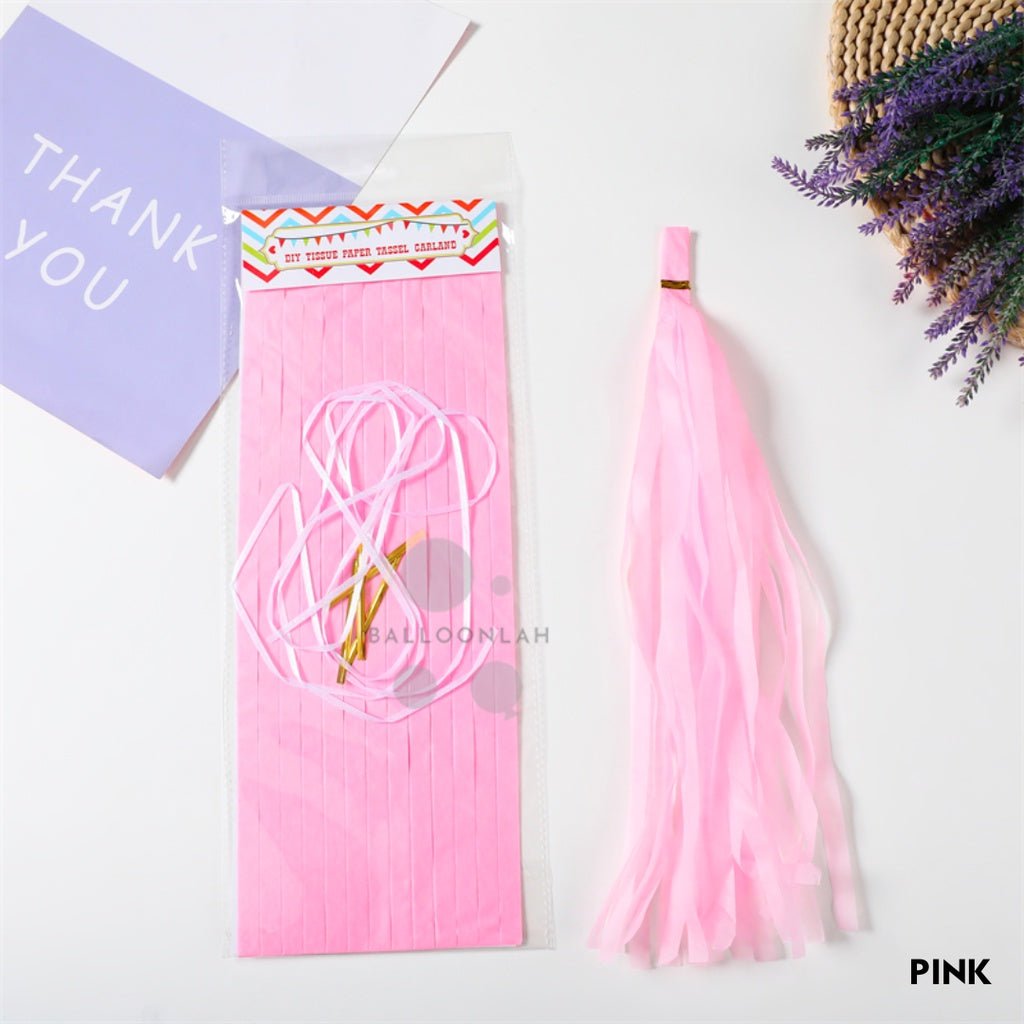 Paper Tassel Garland DIY Birthday Decoration Tissue Paper Garland [READY STOCK IN SG]