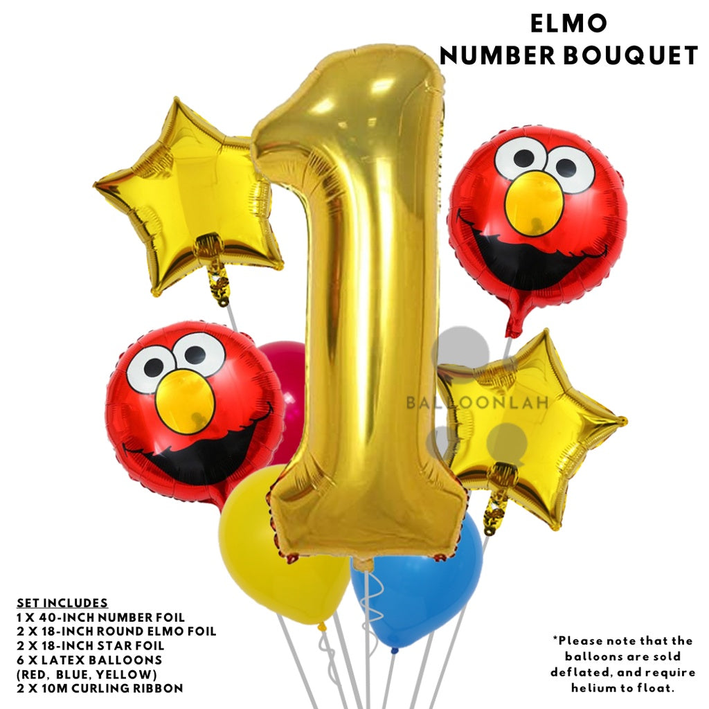 SESAME STREET Elmo Cookie Monster Cartoon Themed Foil Latex Balloons [READY STOCK IN SG]