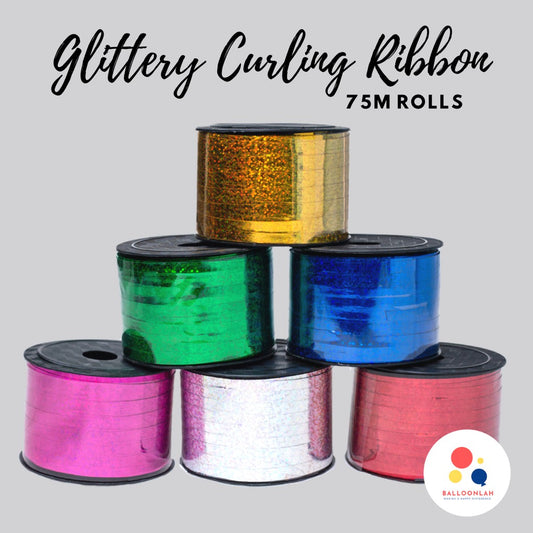 75m Glittery Ribbon Roll Helium Balloon Curling String [READY STOCK IN SG]