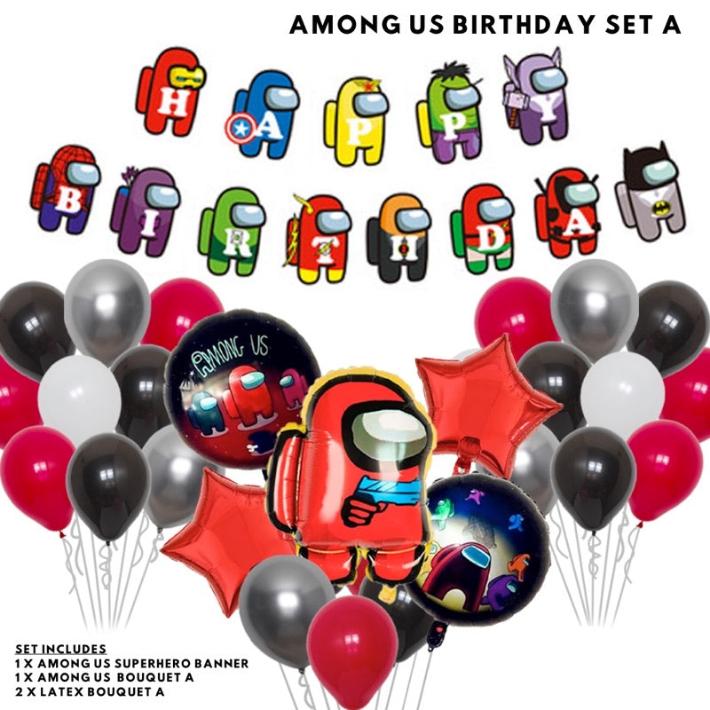 🧰 AMONG US Cartoon Themed Foil Latex Balloons [READY STOCK IN SG]