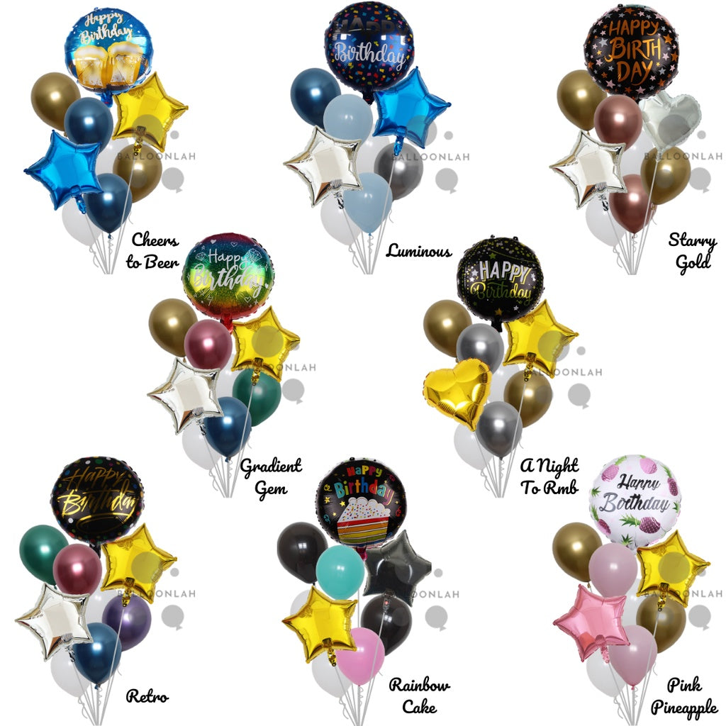 Happy Birthday Classic Foil Balloon Latex Balloon Bouquet [READY STOCK IN SG]