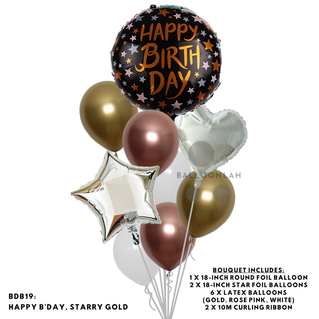 Happy Birthday Classic Foil Balloon Latex Balloon Bouquet [READY STOCK IN SG]