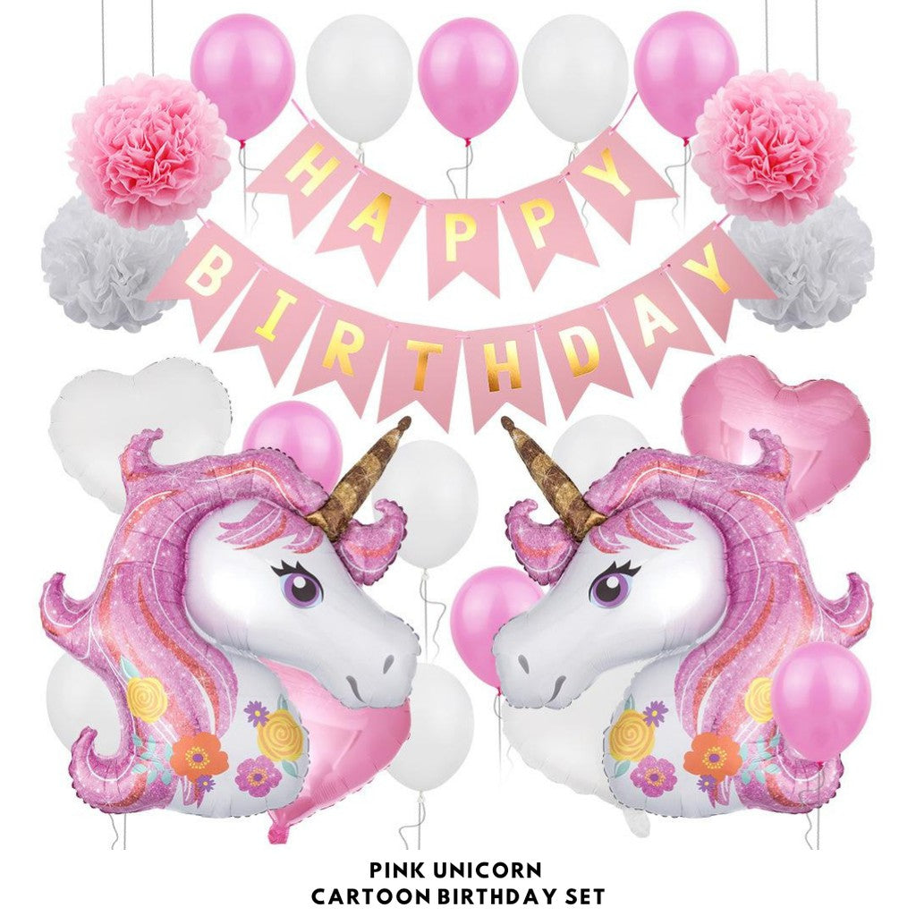 Cartoon Themed Birthday Party Set - Balloons | Banner | Cake Topper [READY STOCK IN SG] *FREE BALLOON PUMP & GLUE DOTS*