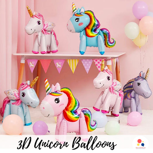 3D Standing Unicorn Foil Balloon Airwalker Birthday Party Decoration Unicorn [READY STOCK IN SG]