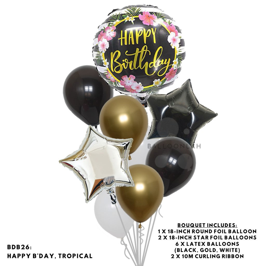 Happy Birthday Classic Foil Balloon Latex Balloon Bouquet [READY STOCK IN SG]