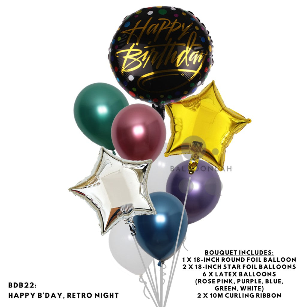 Happy Birthday Classic Foil Balloon Latex Balloon Bouquet [READY STOCK IN SG]