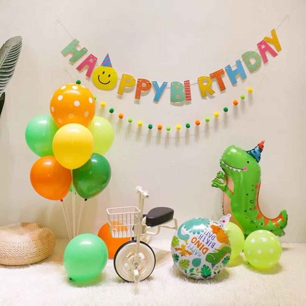 🎉  PARTY Dino Dinosaur Colour Retro Colour Balloon Garland Birthday Decoration [READY STOCK IN SG]