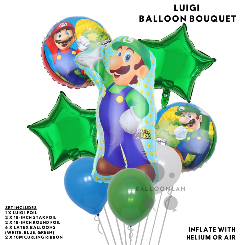 🍄 SUPER MARIO Luigi Cartoon Themed Birthday Balloons [READY STOCK IN SG]