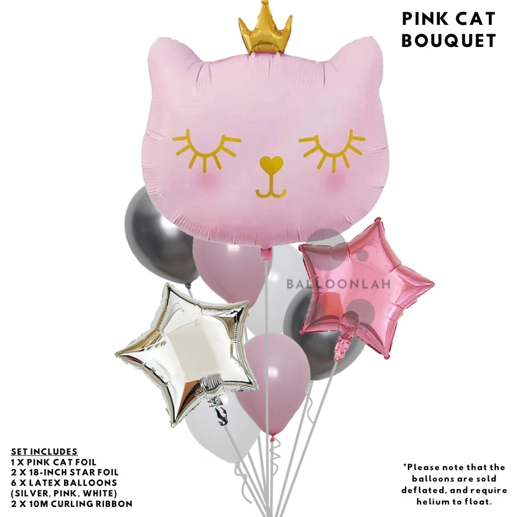 🐱 CAT Cute Cat Foil Balloon Bouquet Birthday [READY STOCK IN SG]