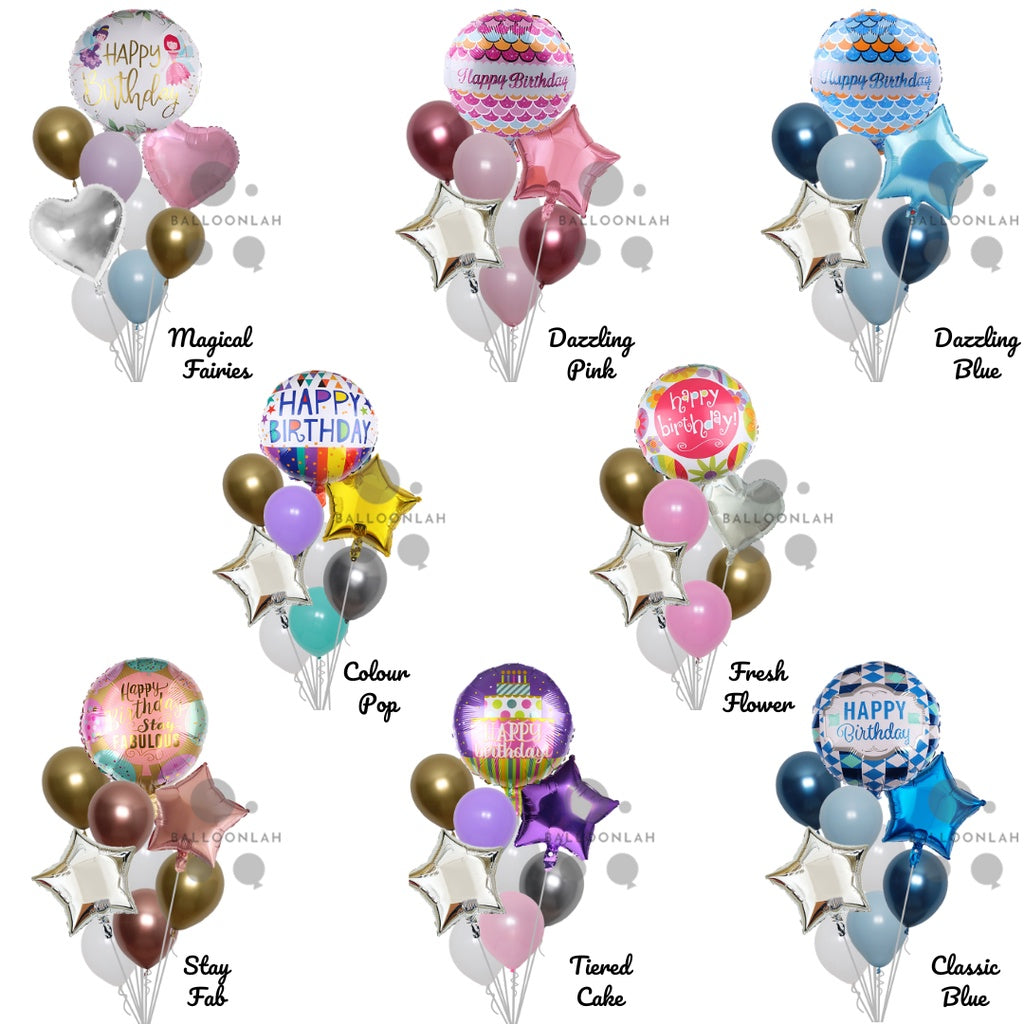 Happy Birthday Classic Foil Balloon Latex Balloon Bouquet [READY STOCK IN SG]