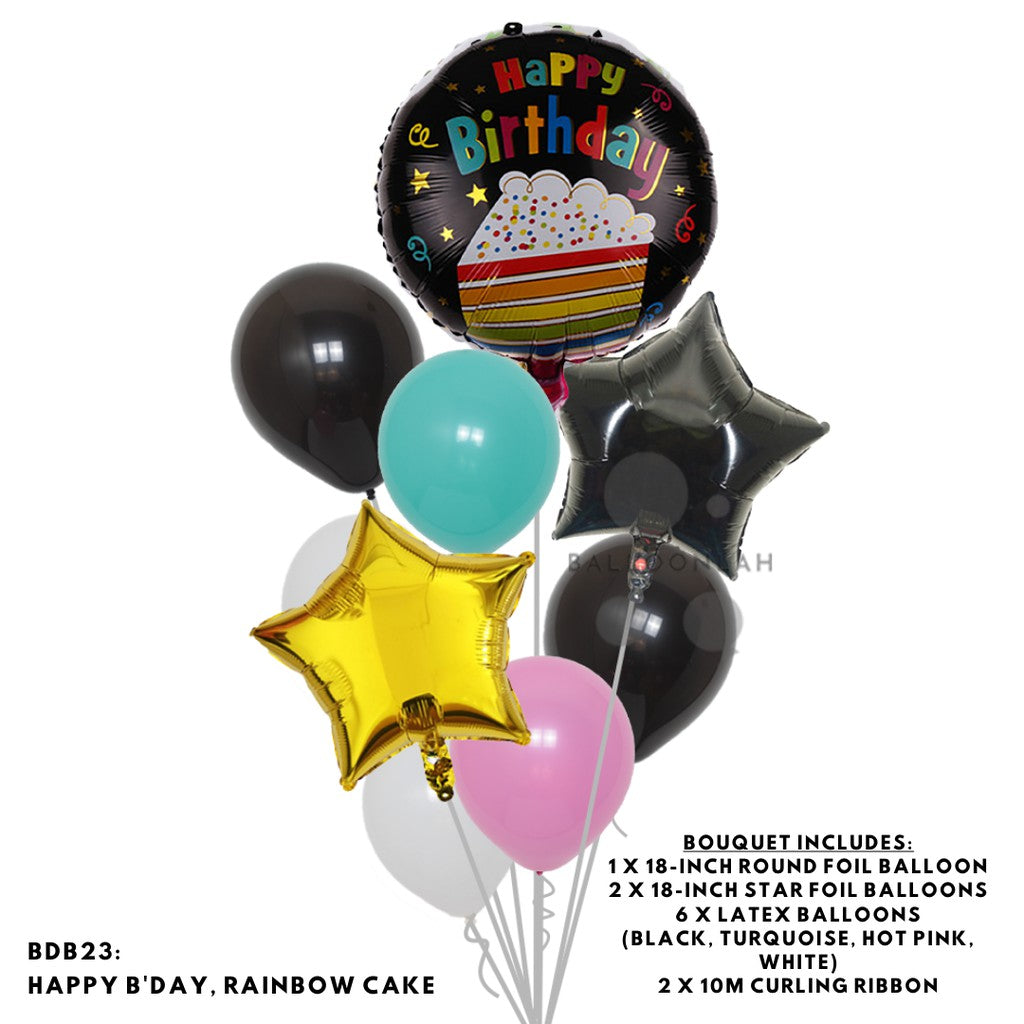 Happy Birthday Classic Foil Balloon Latex Balloon Bouquet [READY STOCK IN SG]