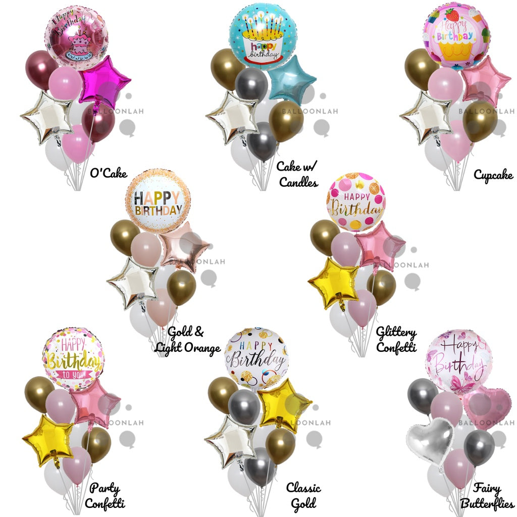Happy Birthday Classic Foil Balloon Latex Balloon Bouquet [READY STOCK IN SG]