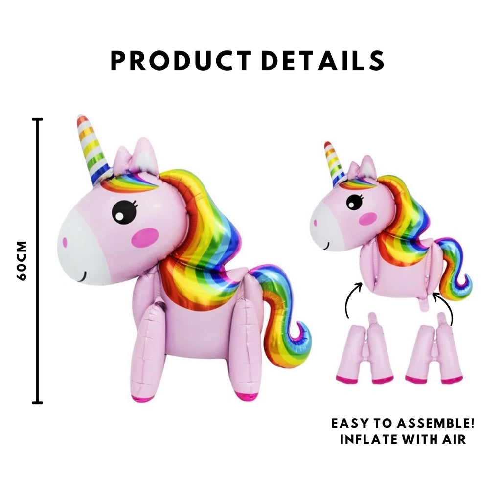 3D Standing Unicorn Foil Balloon Airwalker Birthday Party Decoration Unicorn [READY STOCK IN SG]