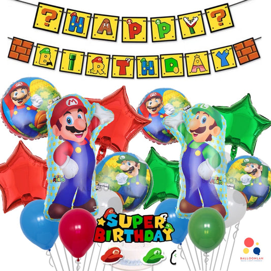 🍄 SUPER MARIO Luigi Cartoon Themed Birthday Balloons [READY STOCK IN SG]