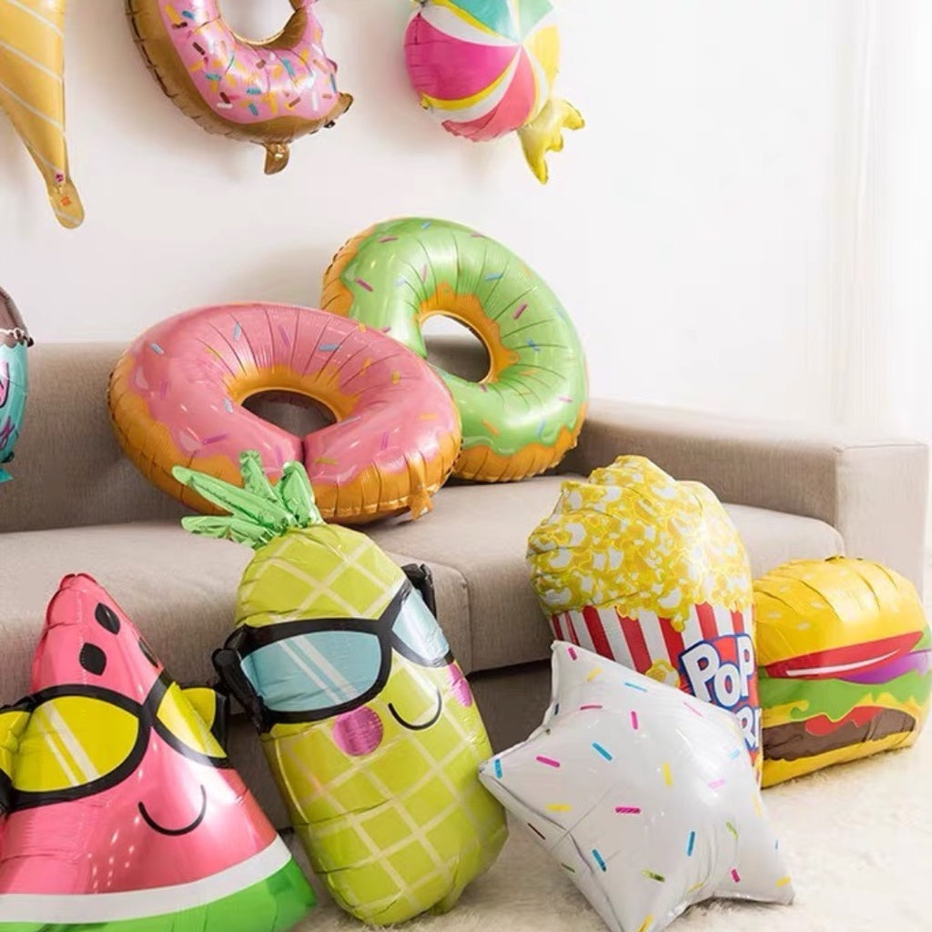 Donut Ice Cream Pizza Popcorn Foil Balloon Garland Birthday Decoration [READY STOCK IN SG]