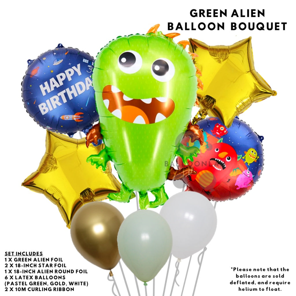 👽  ALIENS Balloons Birthday Party Cartoon Alien Space Balloon  [READY STOCK IN SG]