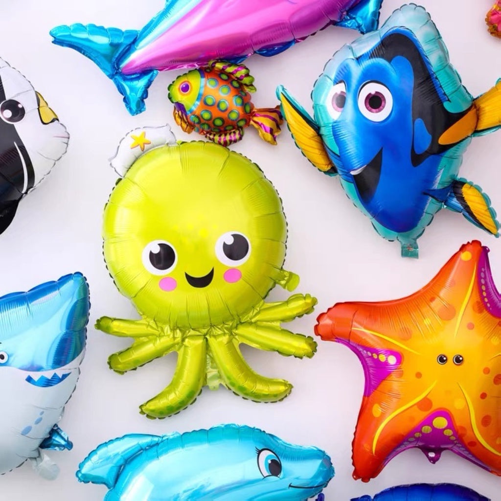 SEA CREATURE Shark Starfish Octopus Fish Foil Balloon Garland Birthday Decoration [READY STOCK IN SG]