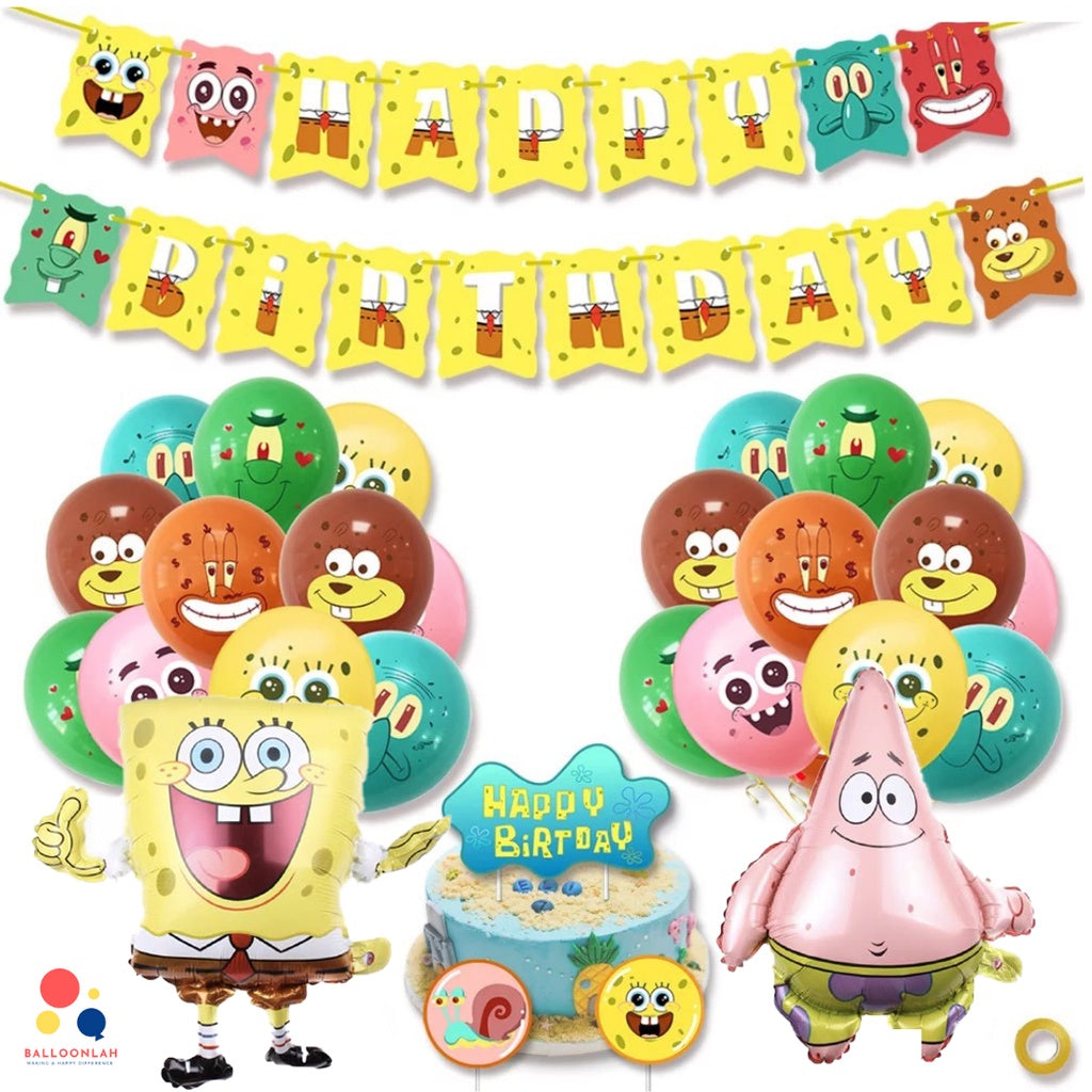 🍍 SPONGEBOB Cartoon Themed Birthday Balloon Set [READY STOCK IN SG]