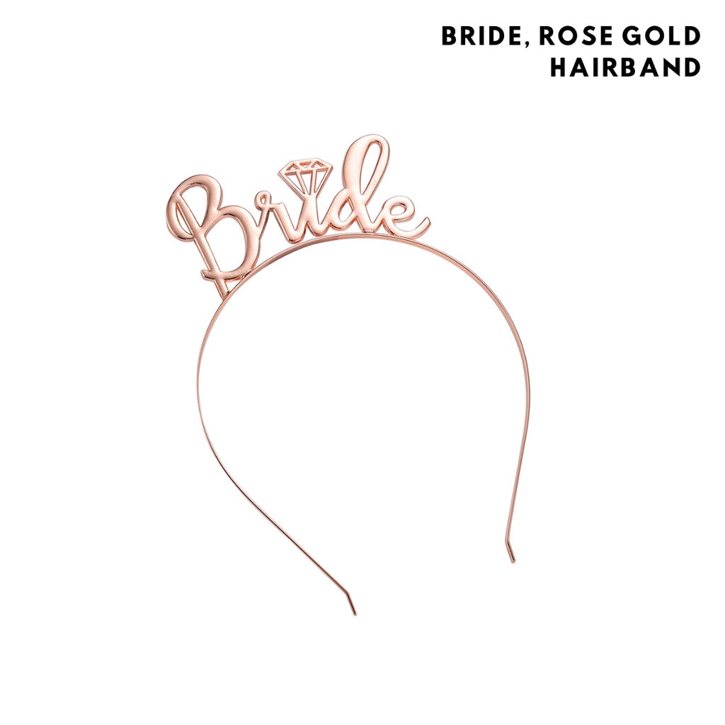 💍💖 BRIDE TO BE Rose Gold Wearables Hairband Sash Veil Tattoo Hen's Party Night [READY STOCK IN SG]
