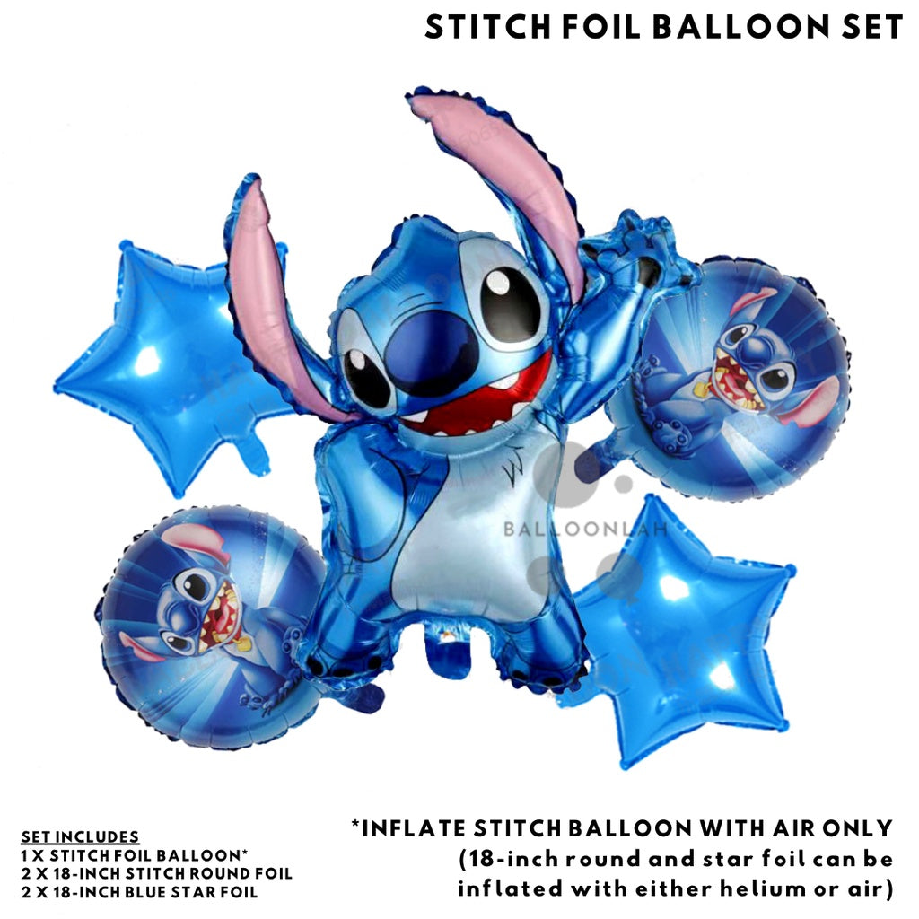 💙  STITCH Lilo Cartoon Themed Foil Latex Balloons [READY STOCK IN SG]