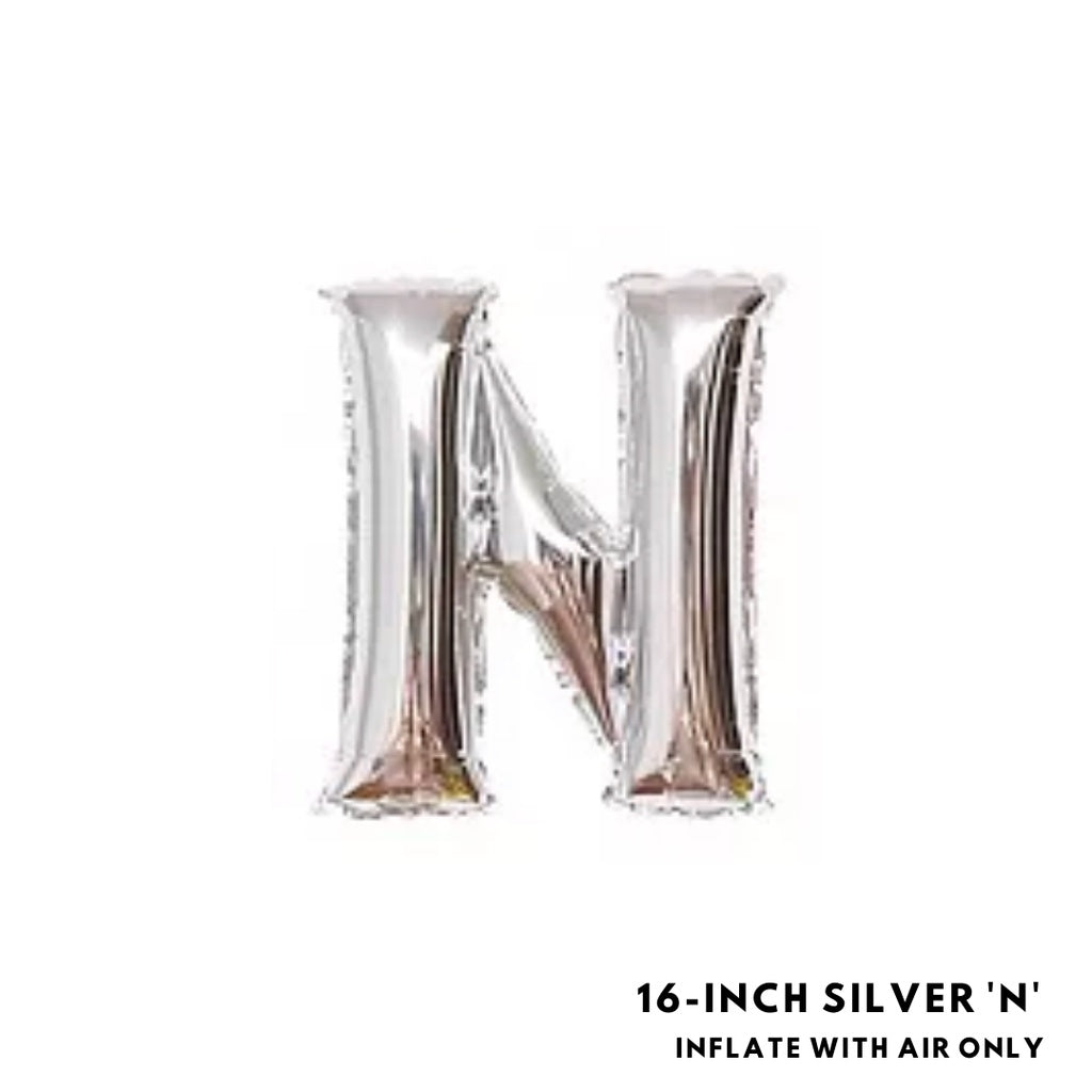 16-inch Silver Letter Foil Number Foil Balloons Air [READY STOCK IN SG]
