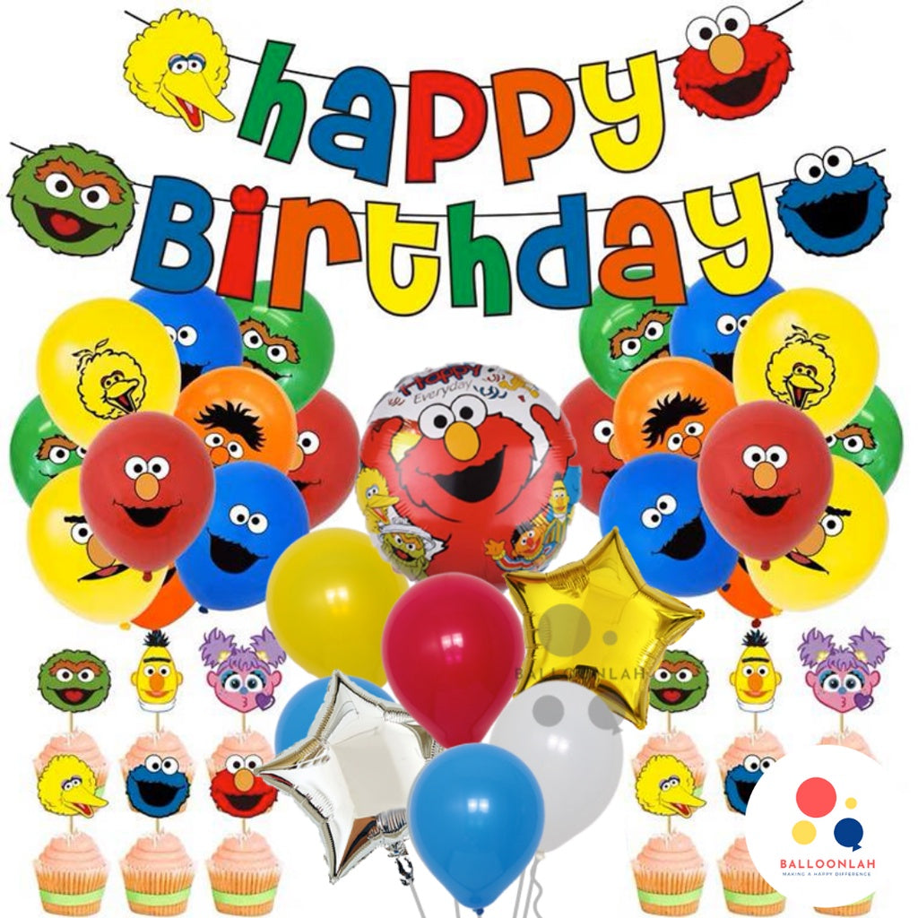 SESAME STREET Elmo Cookie Monster Cartoon Themed Foil Latex Balloons [READY STOCK IN SG]