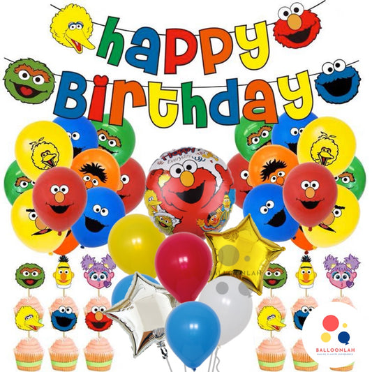 SESAME STREET Elmo Cookie Monster Cartoon Themed Foil Latex Balloons [READY STOCK IN SG]
