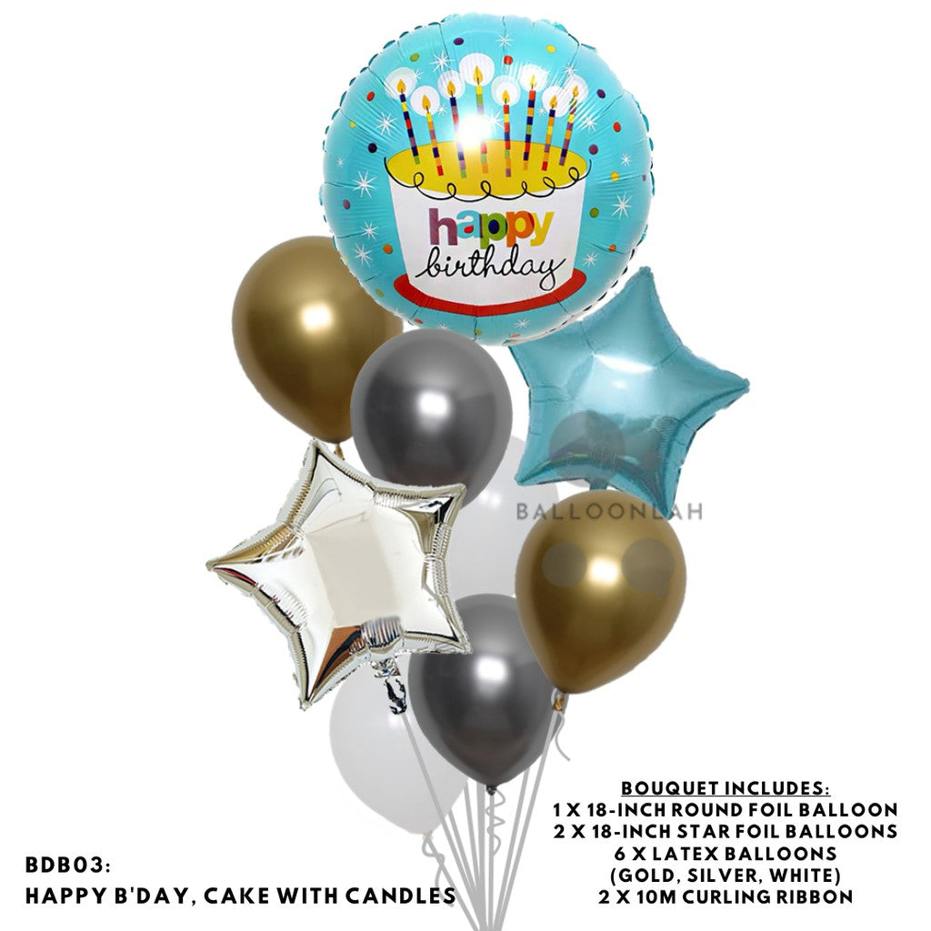 Happy Birthday Classic Foil Balloon Latex Balloon Bouquet [READY STOCK IN SG]