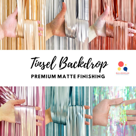 Tinsel Party Backdrop Premium Matte Finishing [READY STOCK IN SG]