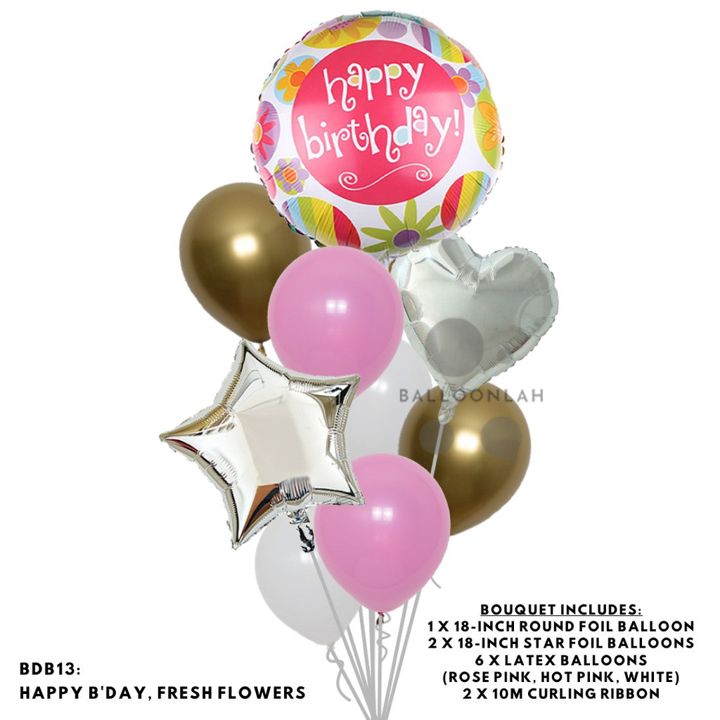 Happy Birthday Classic Foil Balloon Latex Balloon Bouquet [READY STOCK IN SG]