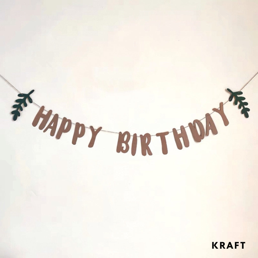 Happy Birthday Kraft Paper Party Banner Party Bunting Woodland [READY STOCK IN SG]