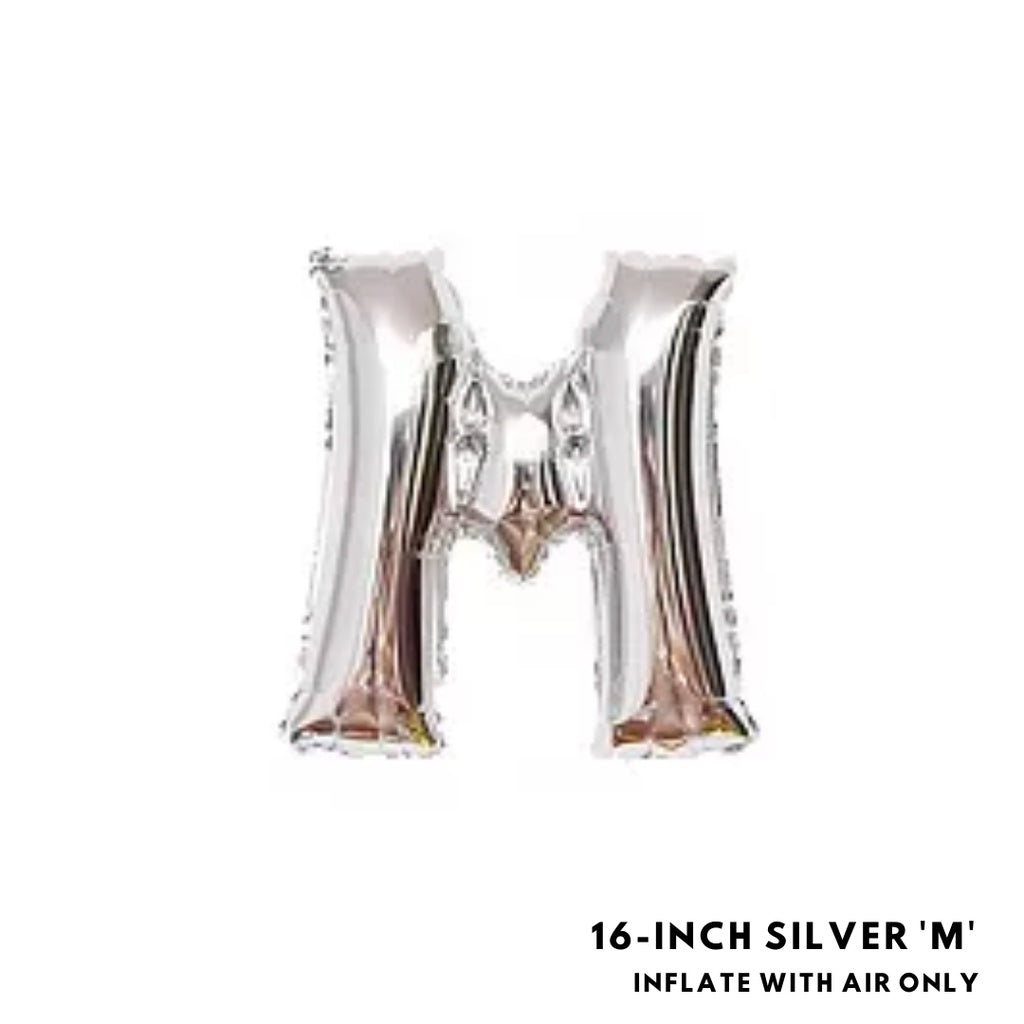 16-inch Silver Letter Foil Number Foil Balloons Air [READY STOCK IN SG]