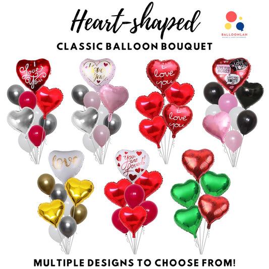 Heart Shaped Balloon Bouquet Birthday Anniversary Proposal [READY STOCK IN SG]