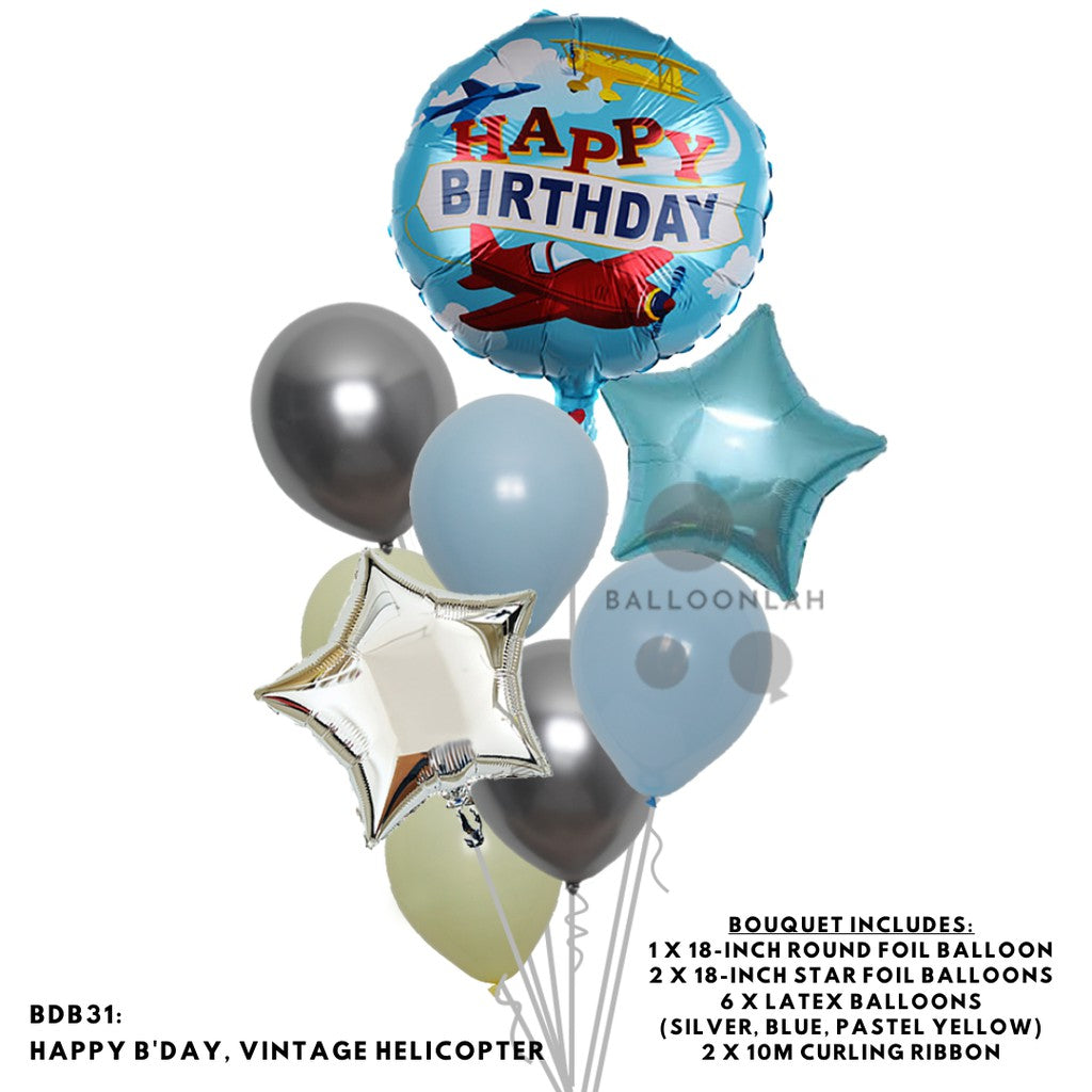 Happy Birthday Classic Foil Balloon Latex Balloon Bouquet [READY STOCK IN SG]